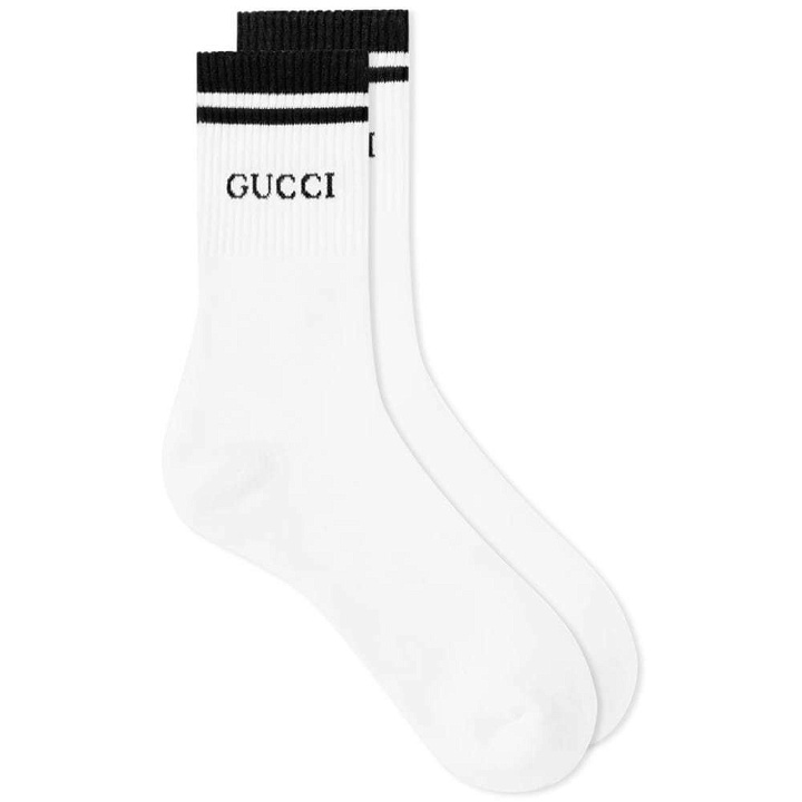 Photo: Gucci Logo Sports Sock White & Black