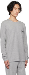 BOSS Gray Embroidered Long Sleeve T-Shirt