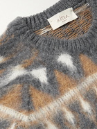 Altea - Fair Isle Brushed Jacquard-Knit Sweater - Gray