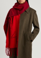 Stella Mccartney Logo-intarsia Reversible Wool Scarf - Red - One Size