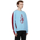 JW Anderson Blue and Red Contrast Paneled Logo Sweatshirt
