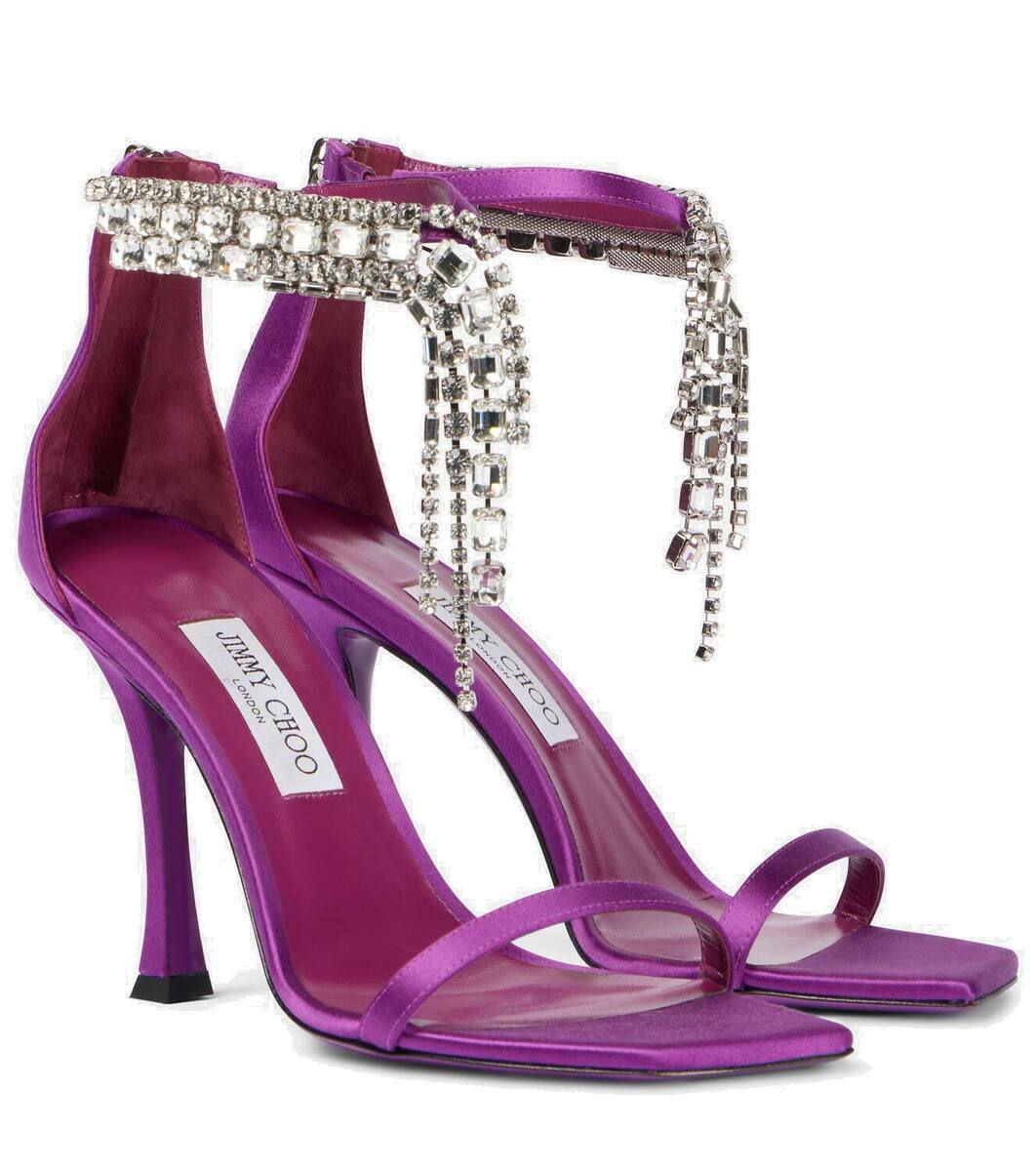 Jimmy Choo Verity 100 embellished satin sandals Jimmy Choo