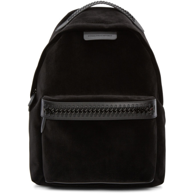 Stella mccartney black velvet backpack. Stella McCartney Black Velvet Medium Falabella GO Backpack  main image 2