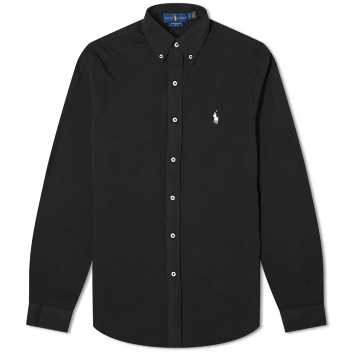 Photo: Polo Ralph Lauren Men's Slim Fit Button Down Pique Shirt in Polo Black
