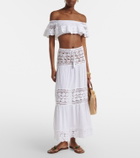Anna Kosturova Filigree crochet-trimmed cotton midi skirt