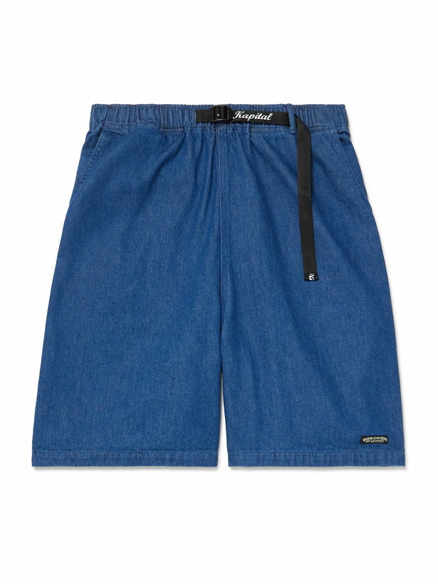 Photo: KAPITAL - Easy Wide-Leg Belted Denim Shorts - Blue