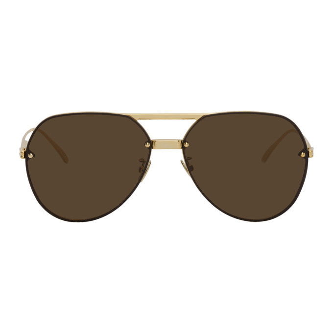 Photo: Bottega Veneta Gold Aviator Sunglasses