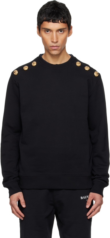 Photo: Balmain Black Chain Lion Buttons Sweatshirt