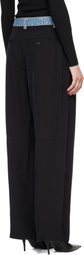 Alexander Wang Black Denim Waistband Mid-Rise Trousers