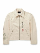 Enfants Riches Déprimés - The Bully Distressed Embroidered Tumbled-Leather Jacket - Neutrals