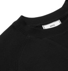 AMI - Logo-Embroidered Fleece-Back Cotton-Jersey Sweatshirt - Black