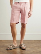 Massimo Alba - Alaccia Straight-Leg Pleated Linen Shorts - Pink