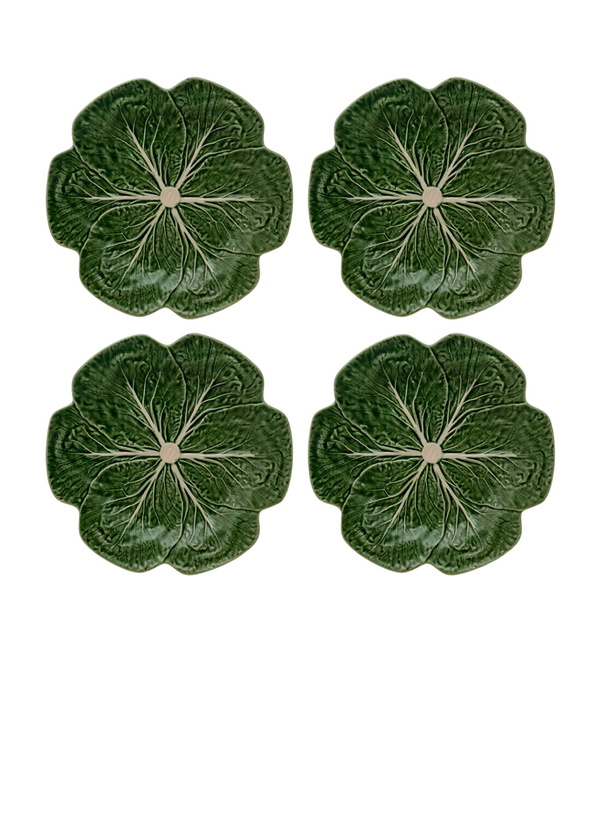 Photo: Bordallo Pinheiro Set Of Four Couve Dinner Plates
