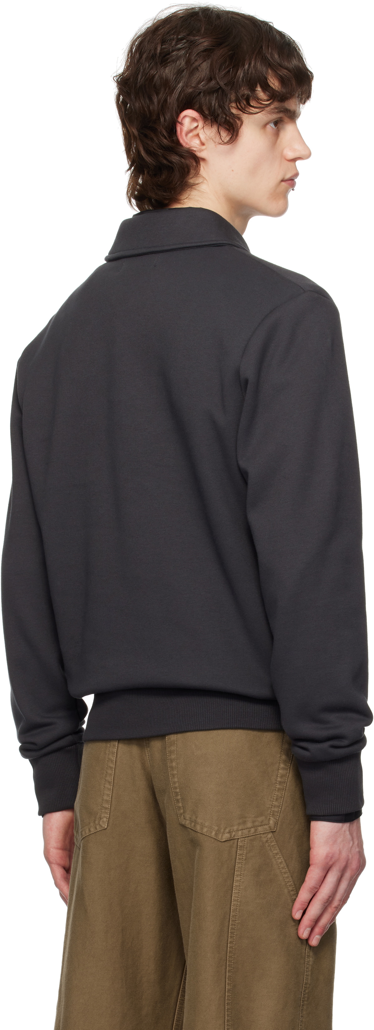 Fred Perry Gray Half-Zip Fleece Back Sweatshirt