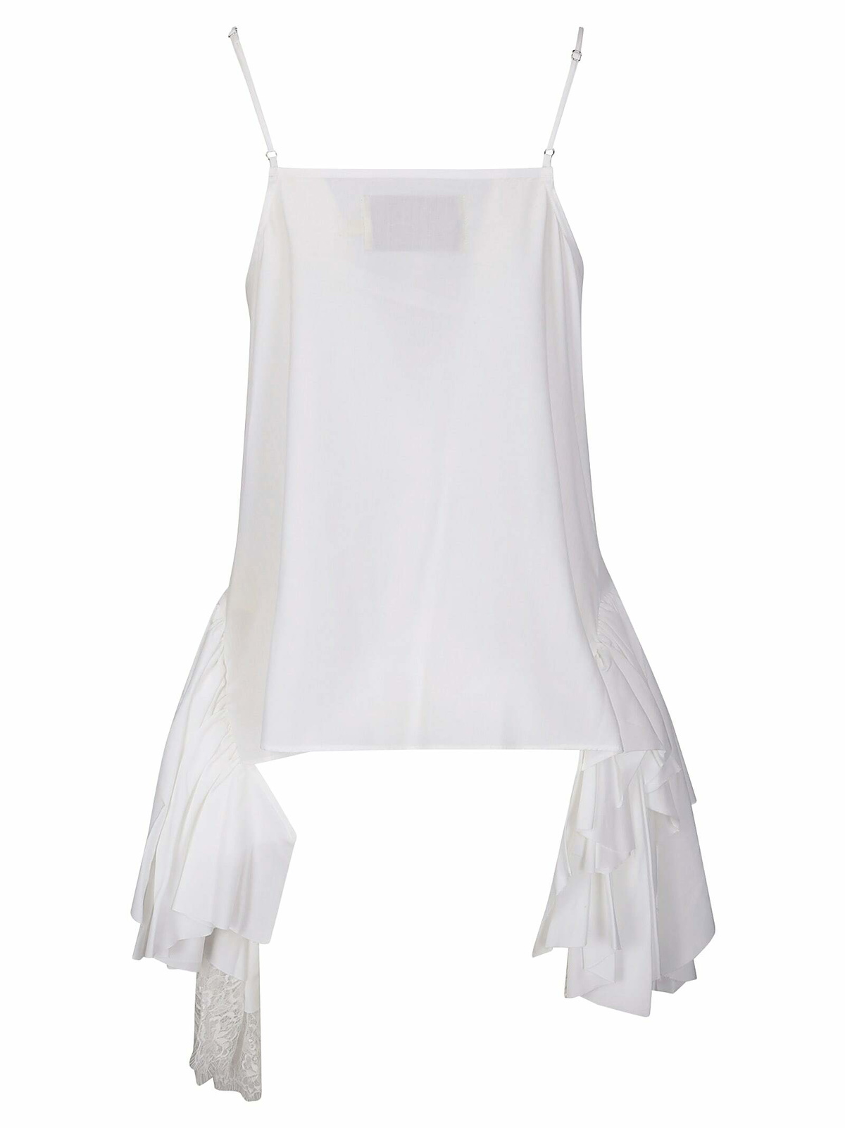 Marques'Almeida Tencel Spaguetti Strap Top With Frill And Lace Hem