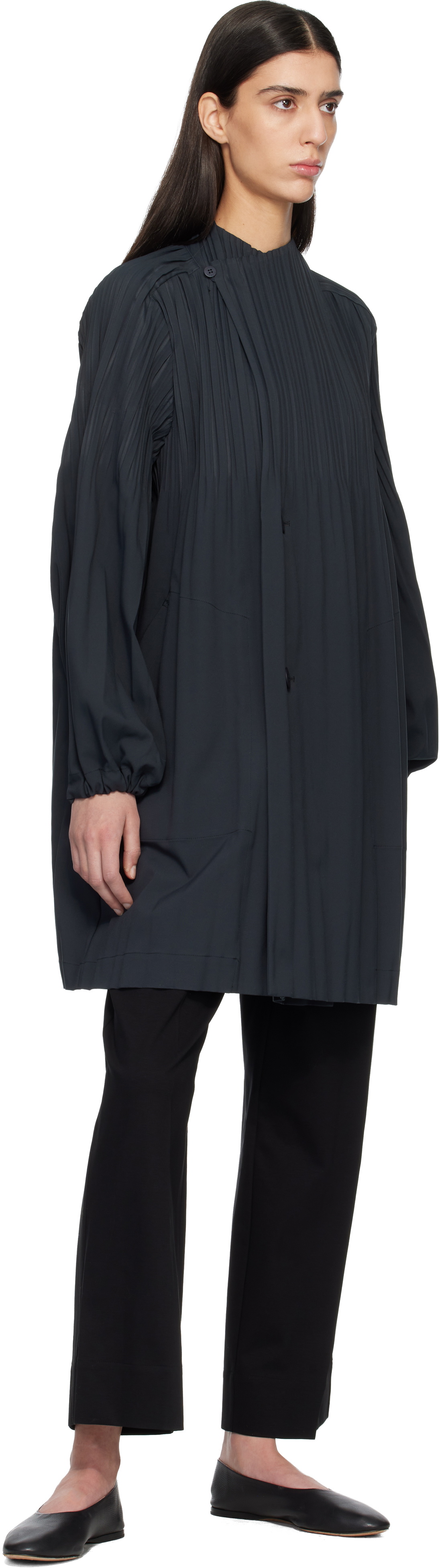 PLEATS PLEASE ISSEY MIYAKE Gray Smooth Coat