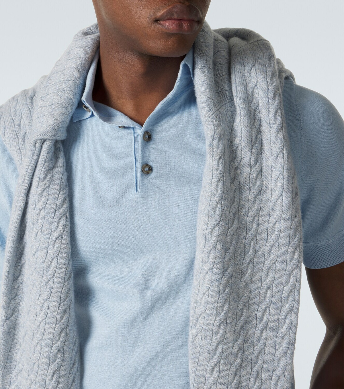 Allude Cotton, silk, and cashmere polo shirt