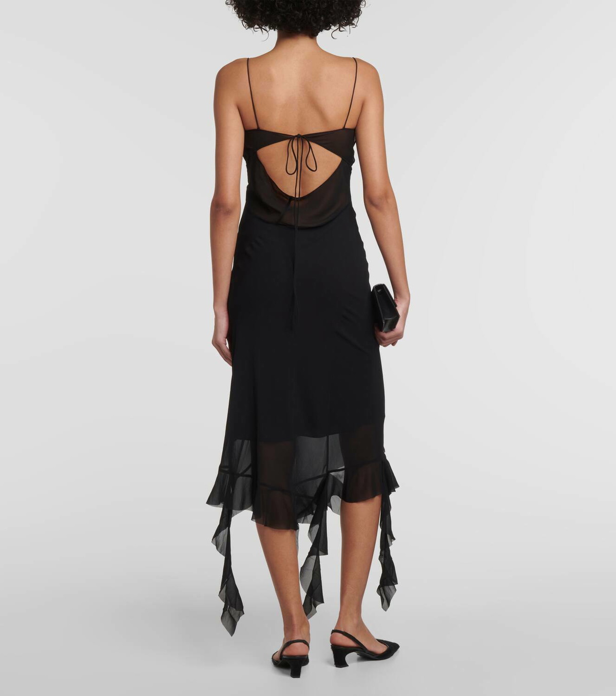 ruffled asymmetric midi dress Women's Asymmetric Midi Dress with Ruffle Hem and Halter Neck main image 1