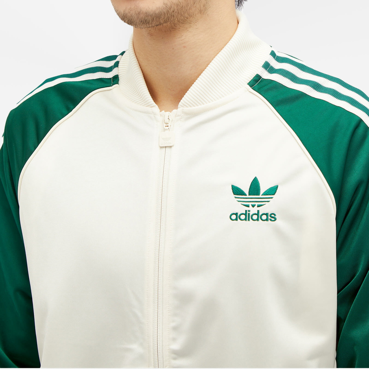 Adidas Men s Superstar Track Top in Wonder White Collegiate Green adidas