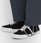 Valentino - Logo-Print Canvas and Suede Sneakers - Black