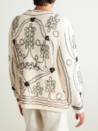 BODE - Winter Garden Tulle-Appliquéd Cashmere Cardigan - Neutrals