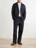 Kardo - Somesh Embroidered Striped Herringbone Cotton Suit Jacket - Blue