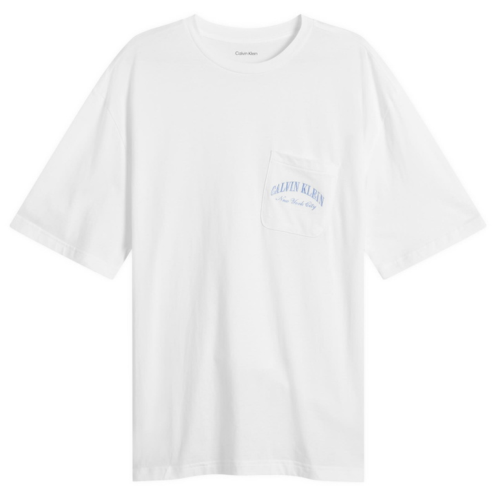 Photo: Calvin Klein Men's Heritage Crest Cotton Poplin Pyjama Short Set in White/Slim Stripe Blue Descent