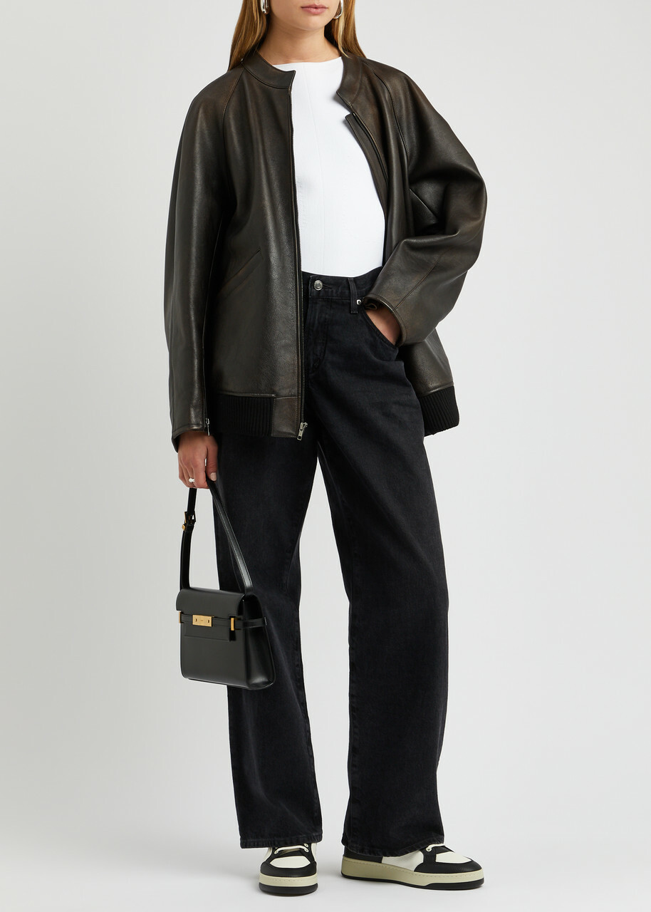 Saint Laurent Panelled Leather Sneakers Black And White