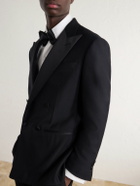 Thom Sweeney - Double-Breasted Satin-Trimmed Wool-Fresco Suit Jacket - Black