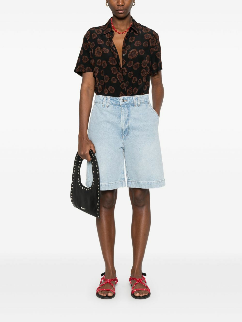 FRAME Blue Organic Cotton Denim Shorts