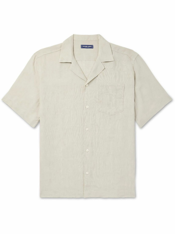 Photo: Frescobol Carioca - Angelo Camp-Collar Linen Shirt - Green