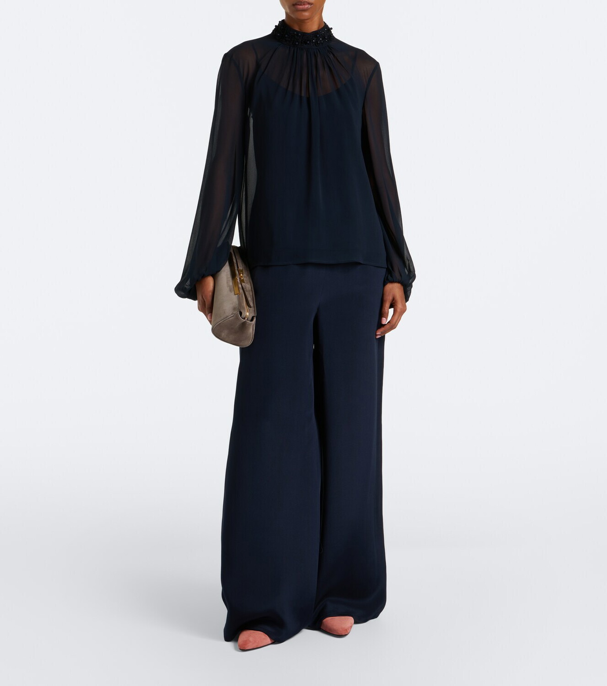 Max Mara Embellished sheer blouse