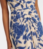 Velvet Floral crêpe midi dress