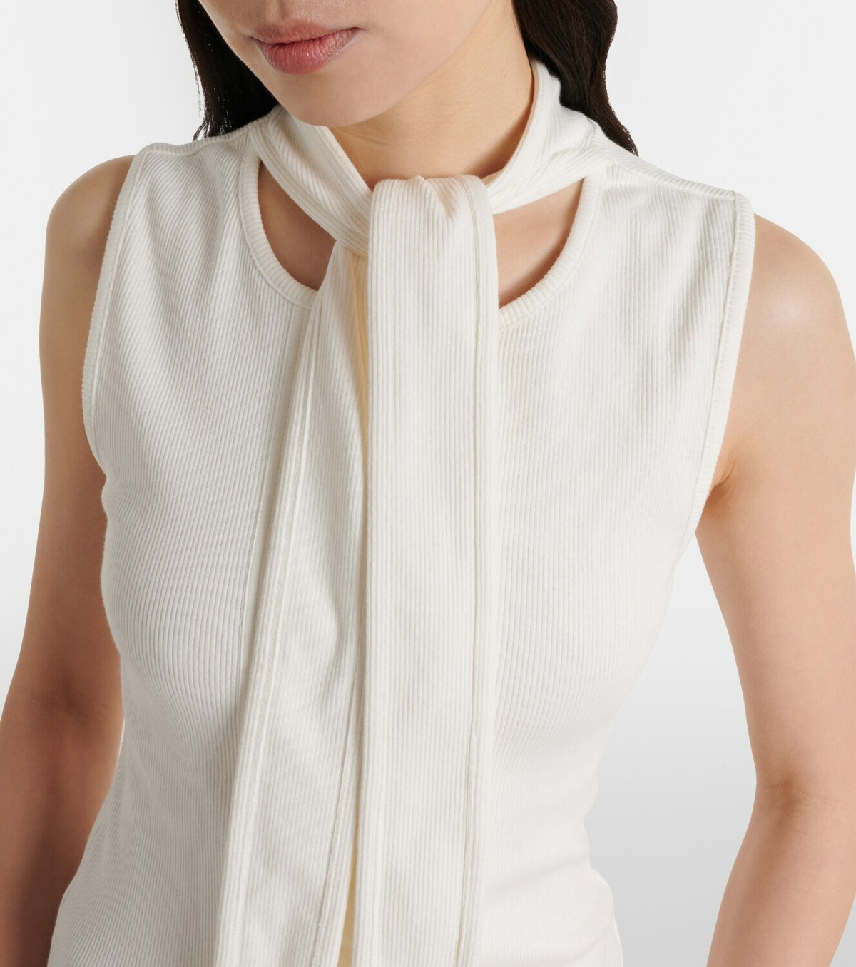 Lemaire Scarf-detail cotton and linen jersey top