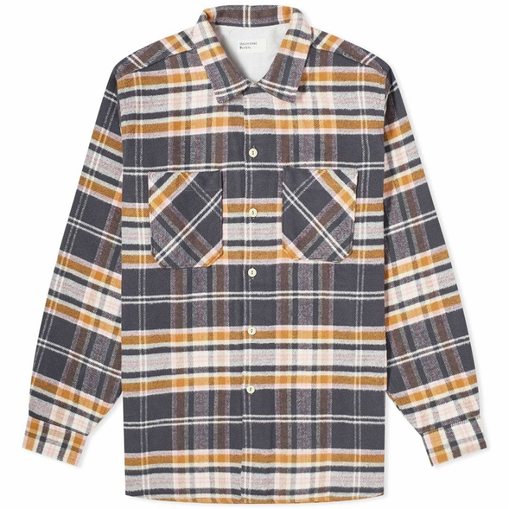 Photo: Universal Works Men's Brushed Flannel Work Shirt in Grey Check