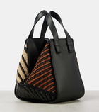 Loewe Hammock Small leather-trimmed raffia tote bag
