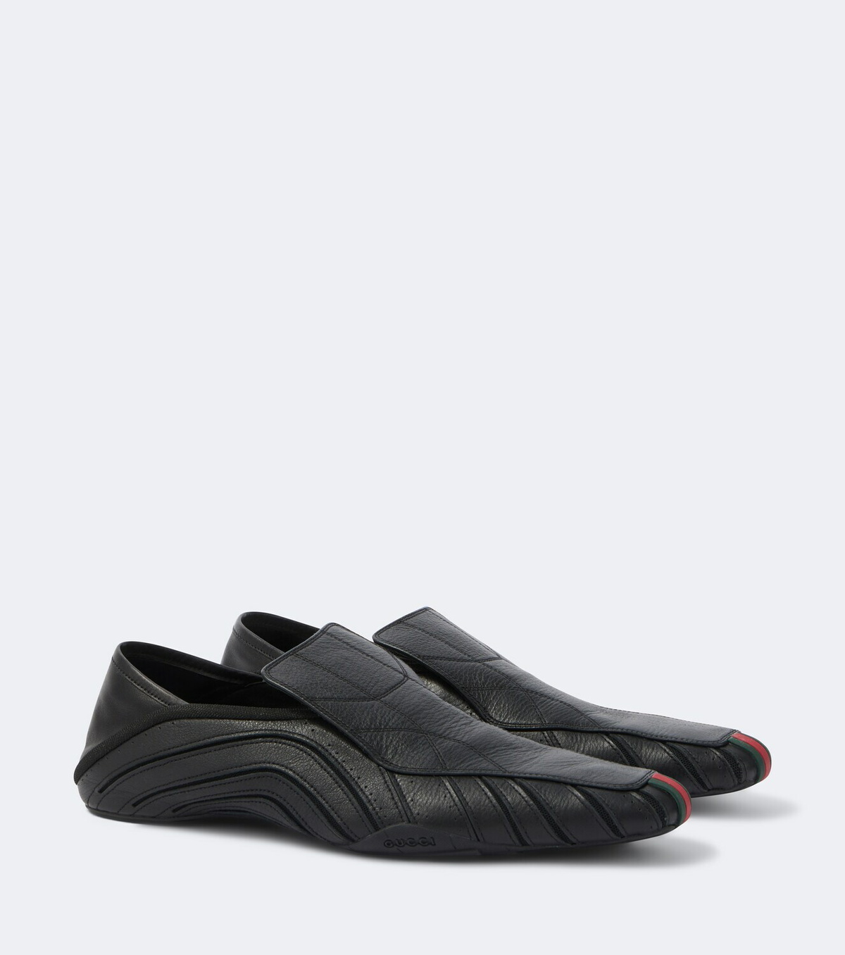 Gucci Mesh-trimmed leather loafers