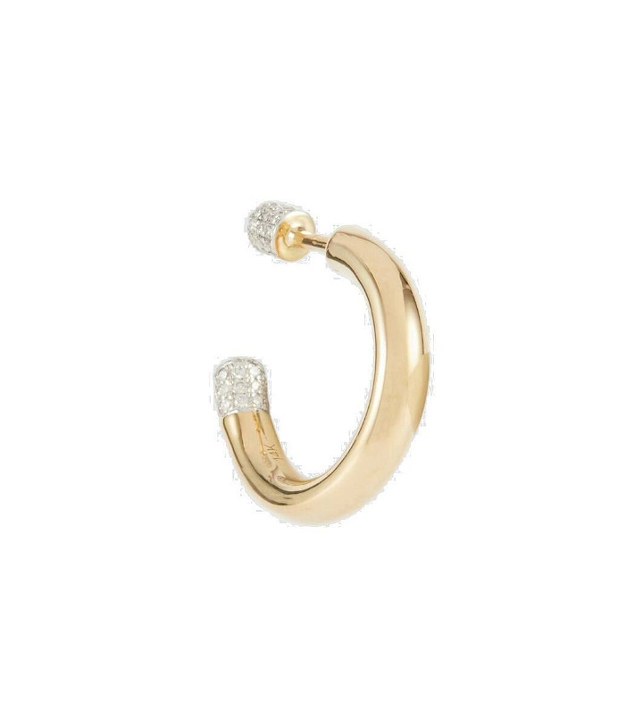 Photo: Rainbow K Tube Small 14kt gold single earring with diamonds