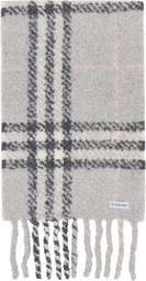 Burberry Gray Check Alpaca Wool Blend Bouclé Scarf