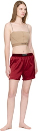 TOM FORD Red Stretch Silk Satin Boxer Shorts