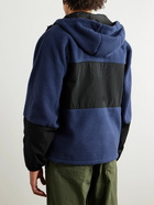 Maison Kitsuné - Logo-Appliquéd Shell-Trimmed Fleece Hooded Jacket - Blue