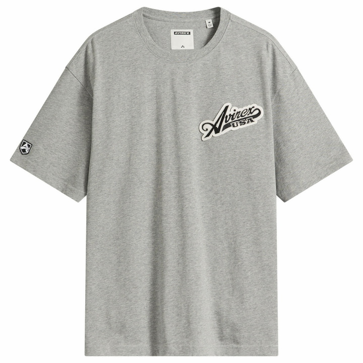 Photo: Avirex Men's Script Logo T-Shirt in Heather Grey