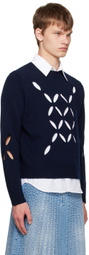 Stefan Cooke Navy Slashed Sweater