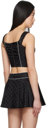 MISBHV Black Monogram Nylon Corset Top