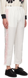 HARAGO Off-White Embroidered Trousers