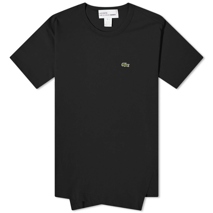 Photo: Comme des Garçons SHIRT Men's x Lacoste Asymmetric T-Shirt in Black
