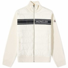 Moncler Men's Logo Stripe Down Zip Jacket in Off-White