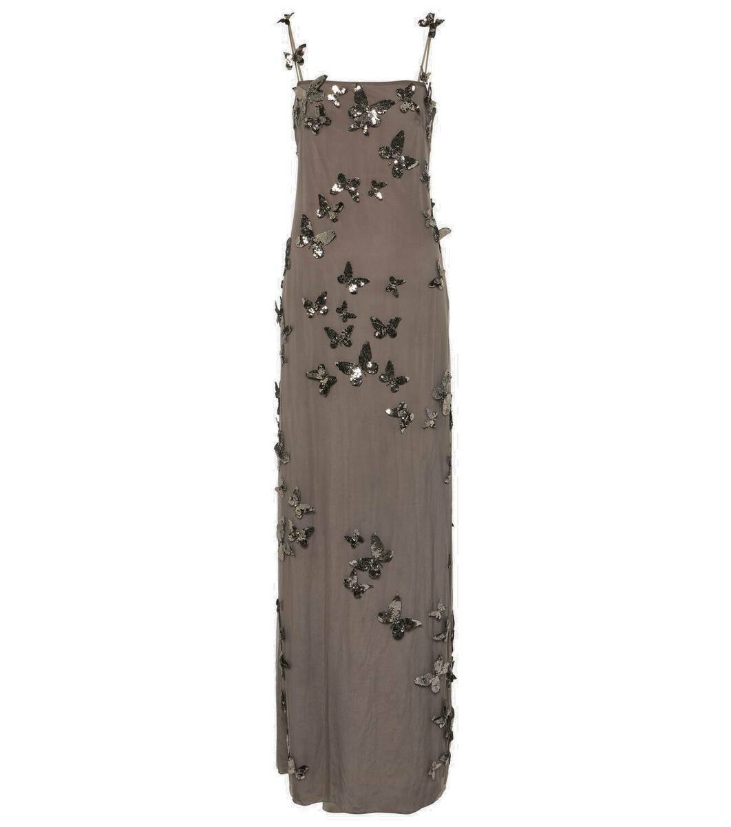 ワンピース BLUMARINE EMBROIDERED TULLE LONG DRESS Printed Chiffon Long Dress | Blumarine