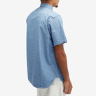 Beams Plus Men's Short Sleeve Chambray Work Shirt in Sax