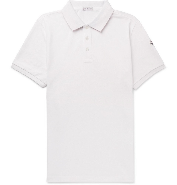 Photo: Moncler - Cotton-Piqué Polo Shirt - Men - White